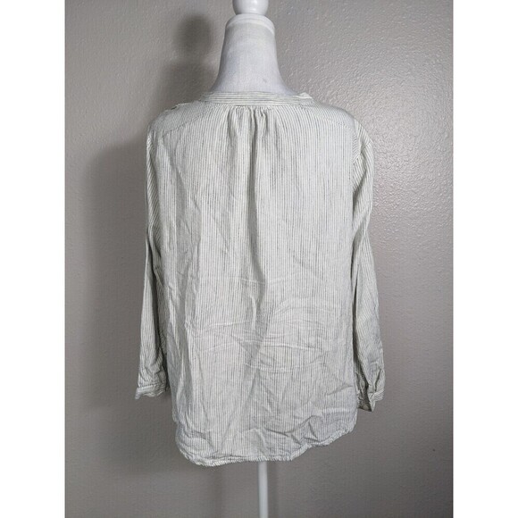 Mod Ref Blue & White Stripe Buttons Tunic shirt Top Size Small Petite Cotton N33 - Picture 3 of 8